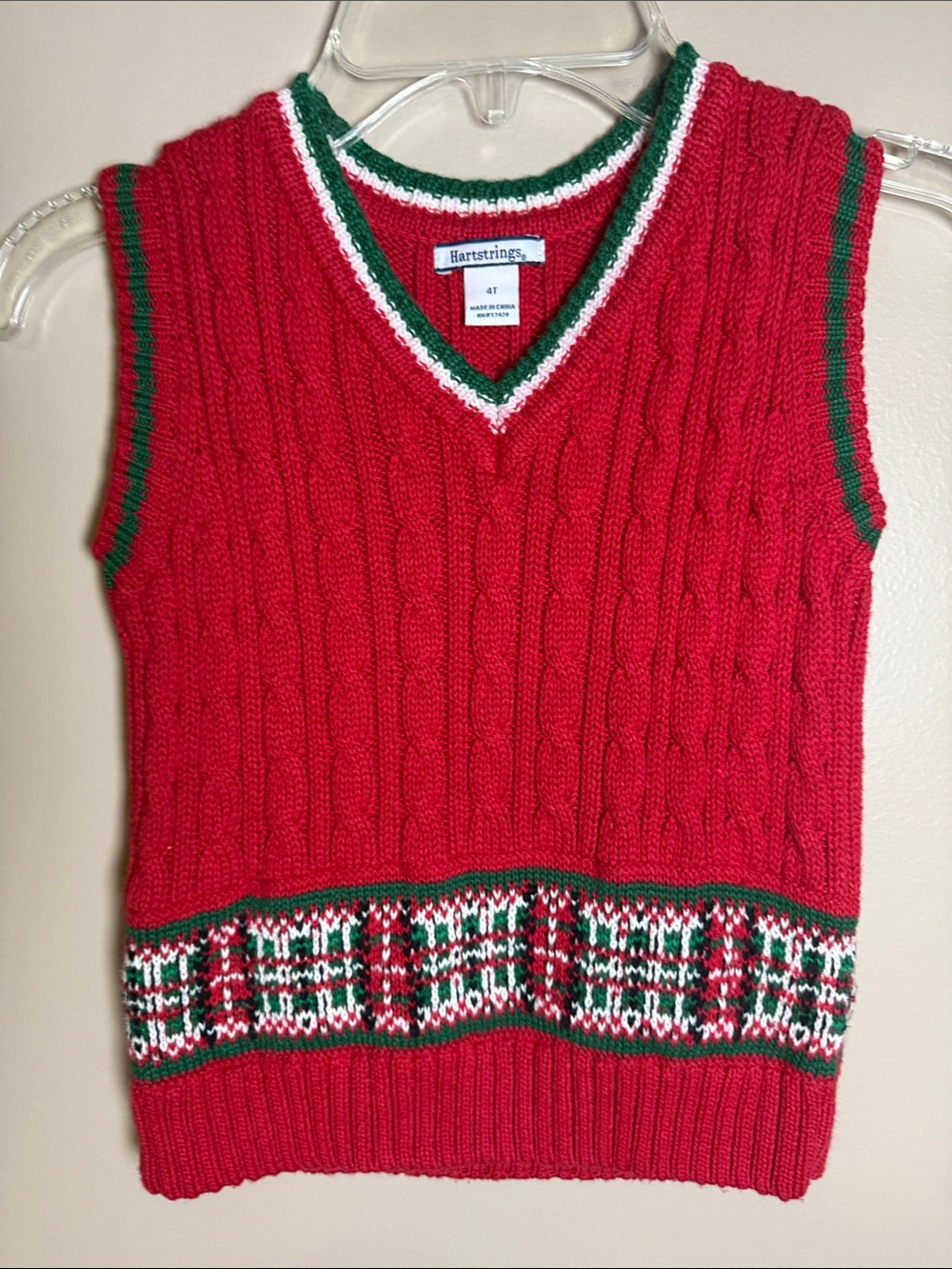 Vintage Hartstrings Red Cable Knit Holiday Sweater Vest Boys 4T